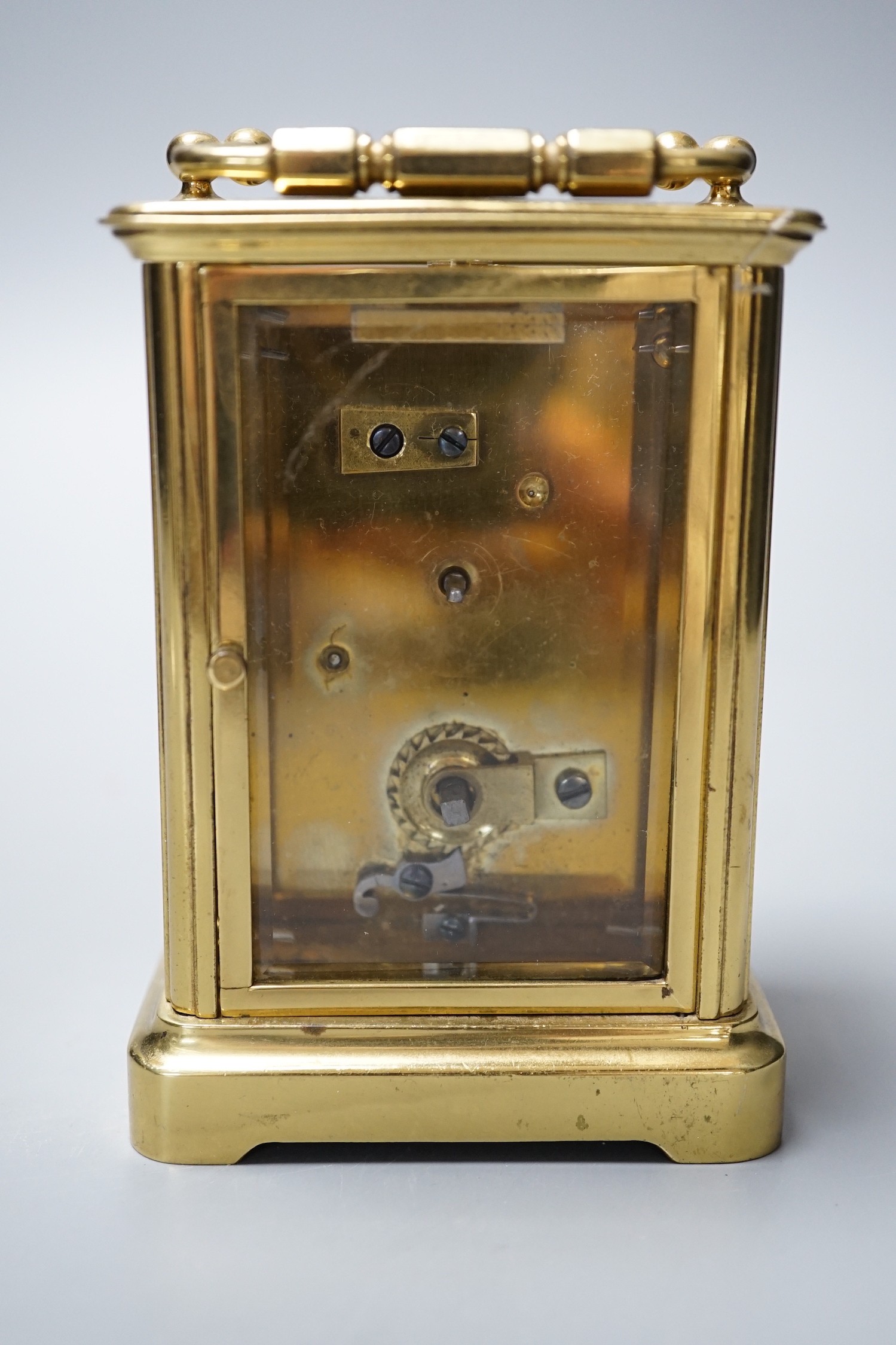 A brass carriage timepiece, 11.5cm tall